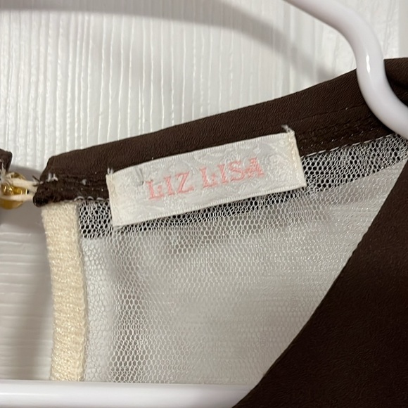 Liz Lisa Babydoll Lolita Cream & Brown Dress with Ribbon and Lace Details - Picture 3 of 10